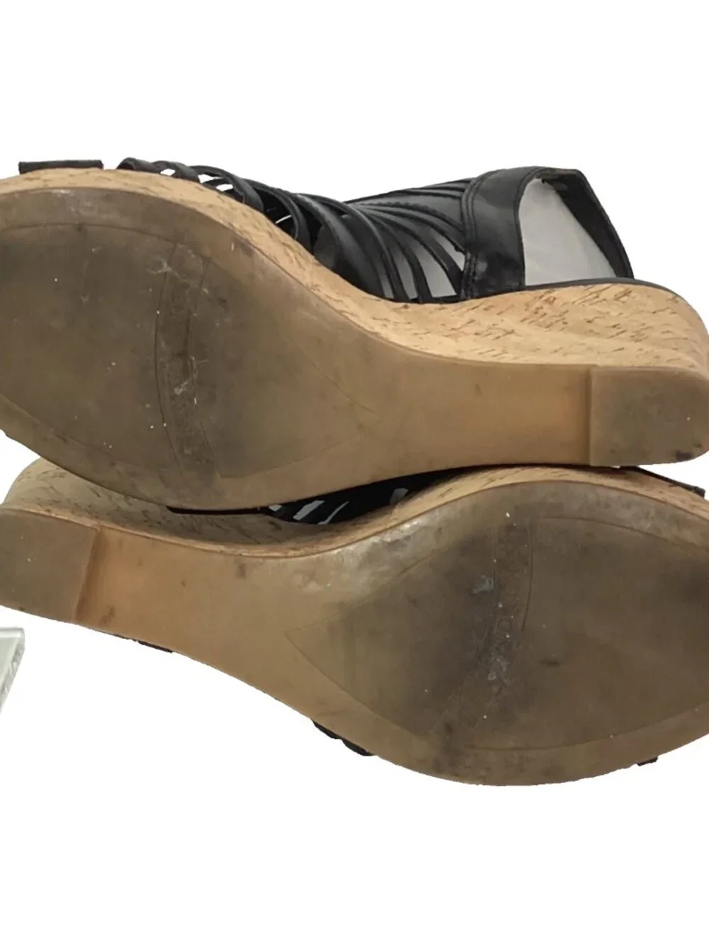 Franco Sarto Sharp Women's Sz 7.5 Black Leather Espadrilles 3.75